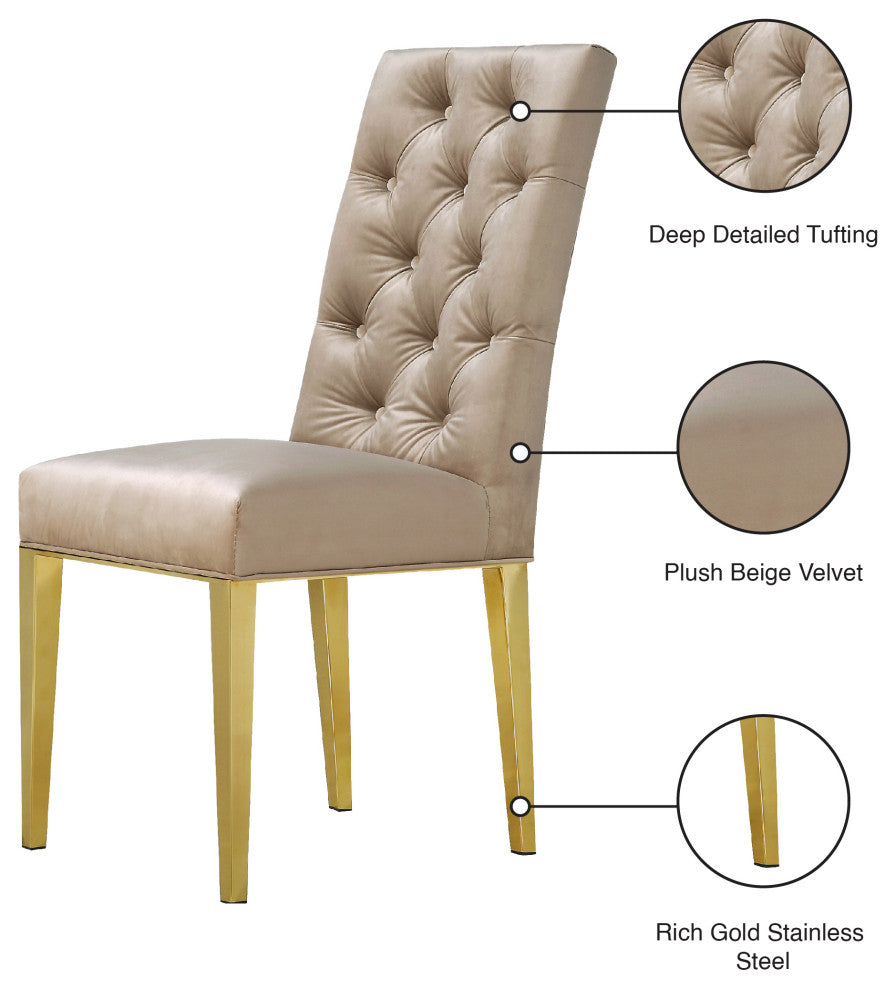 Capri Velvet Upholstered Dining Chair (Set of 2), Beige