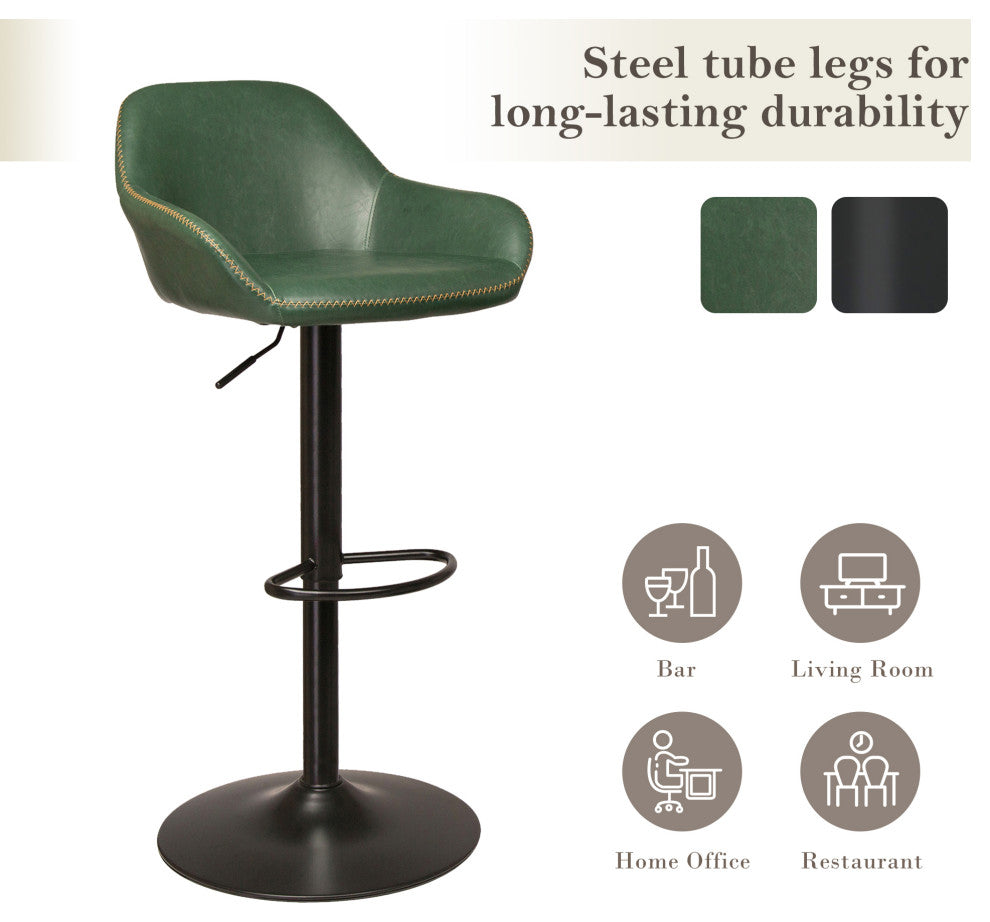 Hunter Green Vintage Leatherette Bar Stool, Set of 2