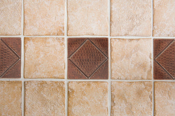 Hammered Copper Tile with Diamond Design, Set of 4