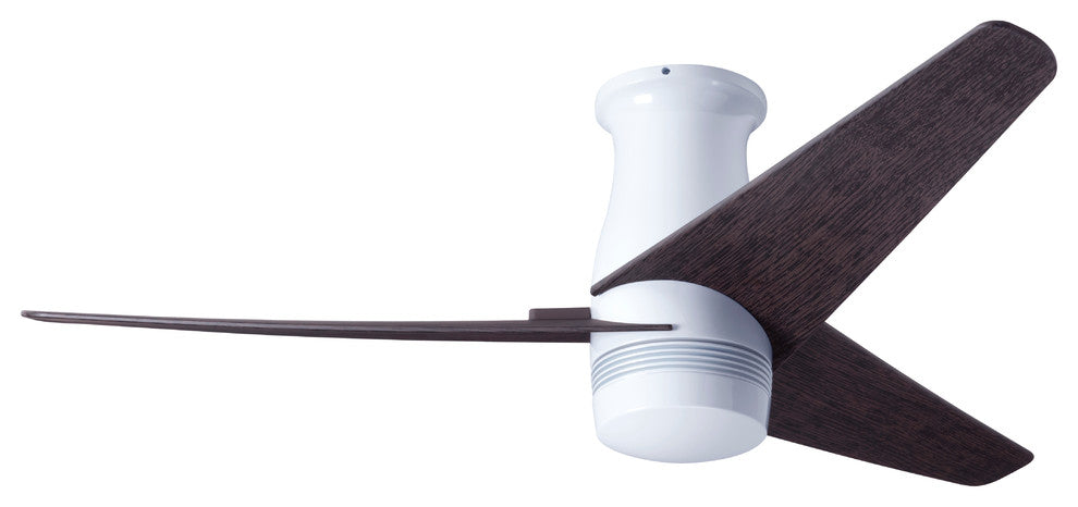 Velo Flush DC Fan, Gloss White Finish, 48" Ebony Blades, No Light