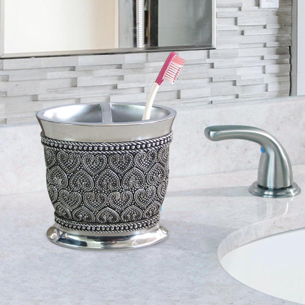 nu steel Beaded Heart Toothbrush Holder