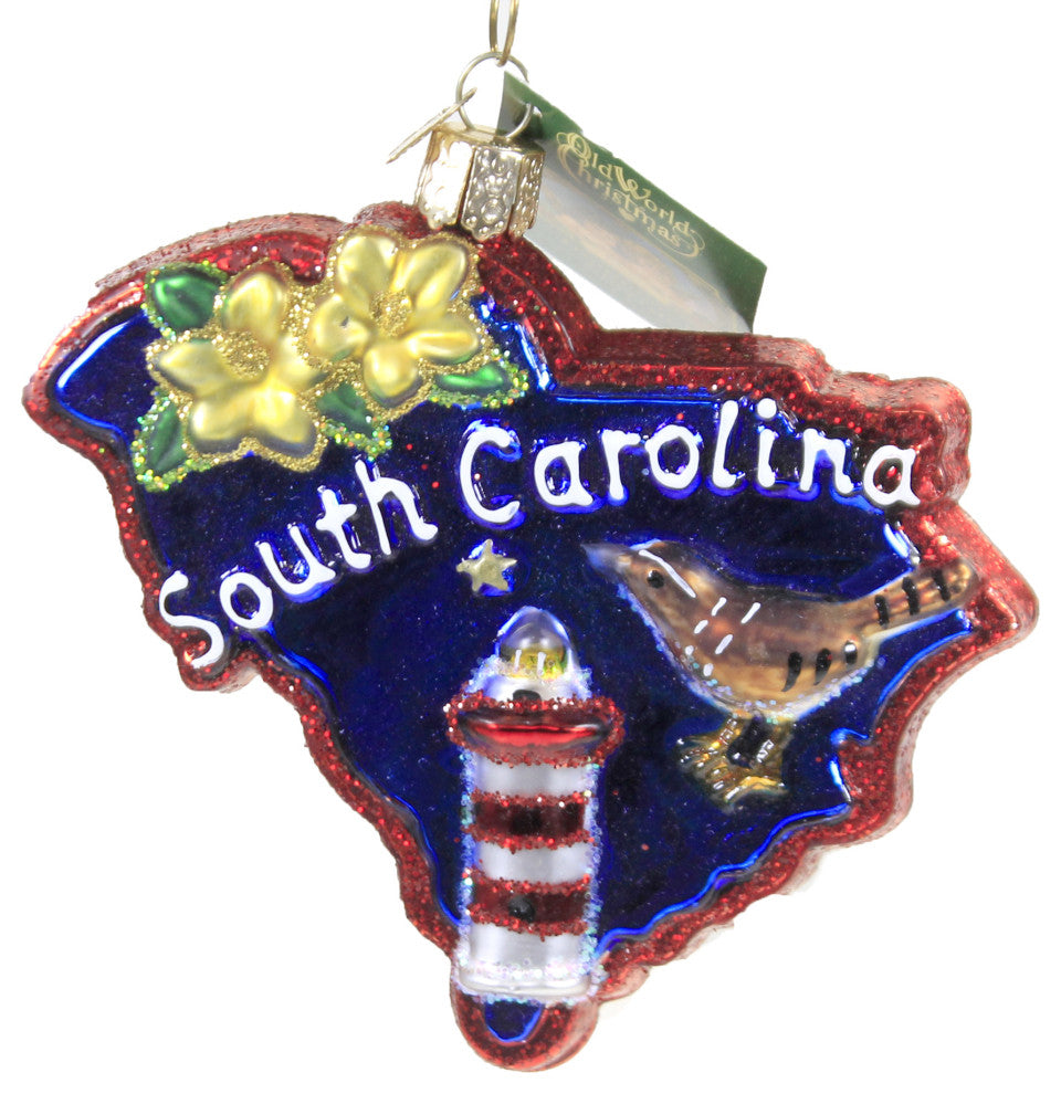 Old World Christmas State Of South Carolina Glass Light House Beach 36297