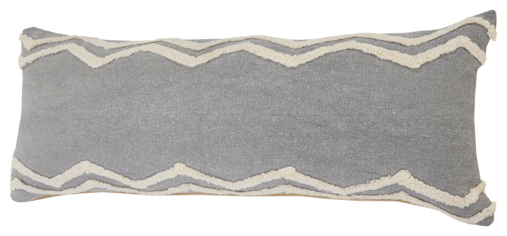 Soft Chevron Bordered Throw Pillow, 14" X 36"