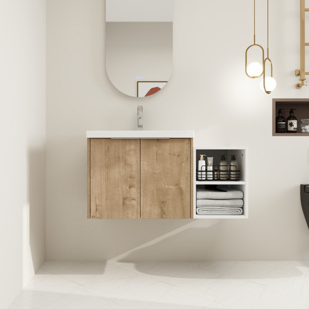 BNK Wall-Mounted Bathroom Cabinet Set with Soft-Close Doors, Imitative Oak, 36inch