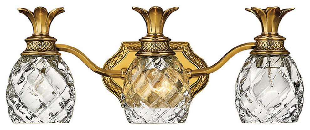 Hinkley Plantation Medium Three Light Vanity, Burnished Brass