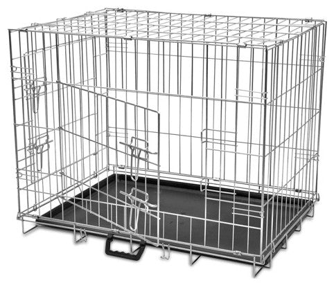 37" Dog Crate 2 Door w/ Divide w/ Tray Fold Metal Pet Animal Cage Kennel House