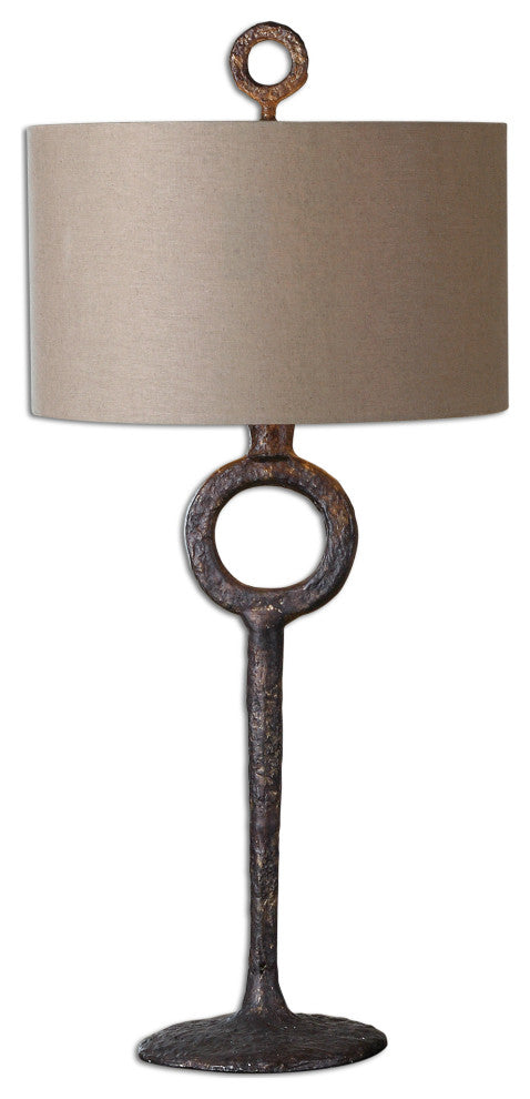 Uttermost Ferro Transitional Cast Iron Table Lamp in Beige/Bronze