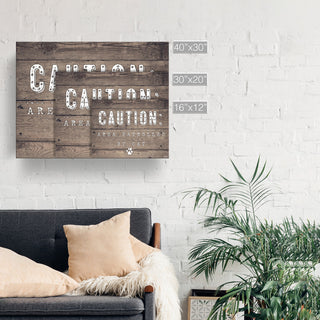 Ready2HangArt 'Caution-Cat' Wrapped Canvas Pet Wall Art, 20"x30"