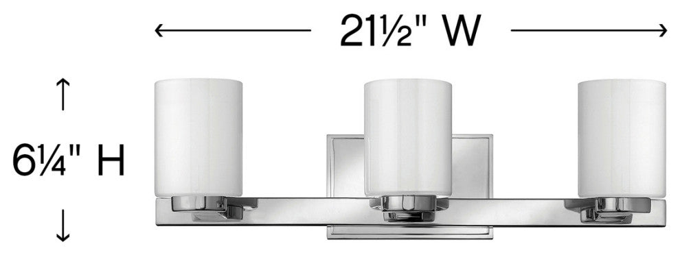Hinkley Miley Medium Three Light Vanity, Chrome