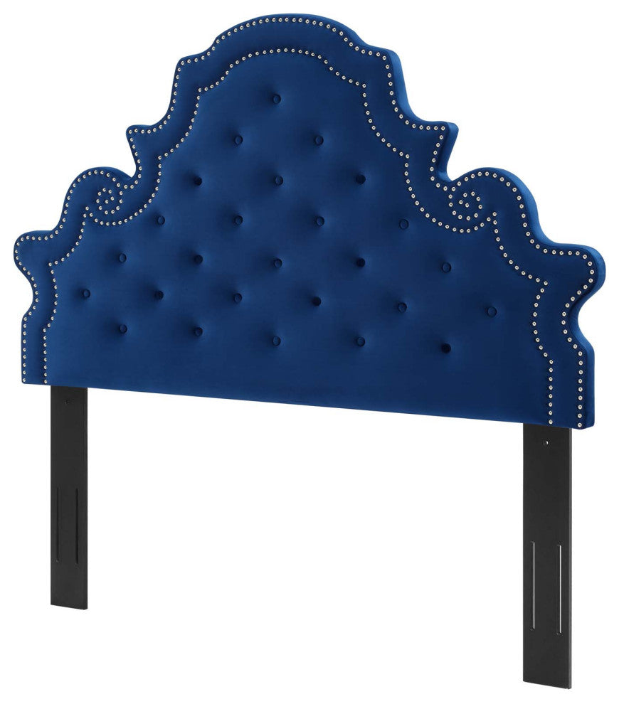 Tufted Headboard, King Size, Velvet, Blue Navy, Modern Contemporary, Bedroom