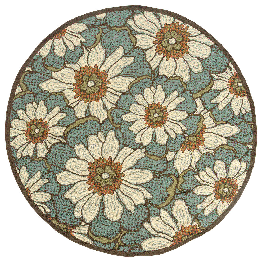 Montego 3444M Blue/Brown 7'10" Round Rug