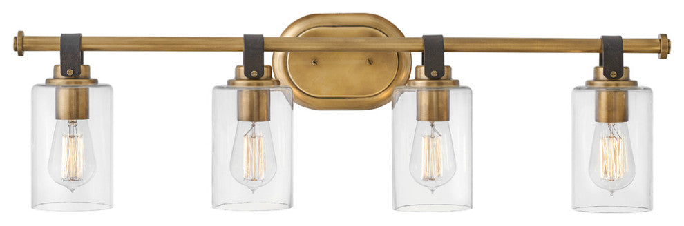 Hinkley Halstead Large Four Light Vanity, Heritage Brass