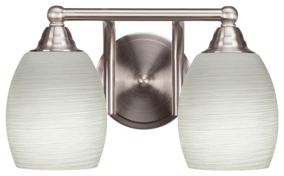Paramount 2-Light Bath Bar, Brushed Nickel, 5" White Linen Glass