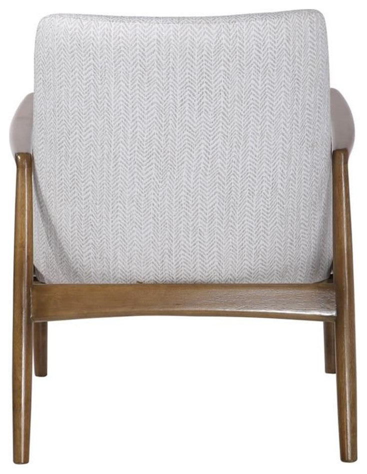Uttermost Bev Farmhouse Wood and Fabric Accent Chair in White/Taupe