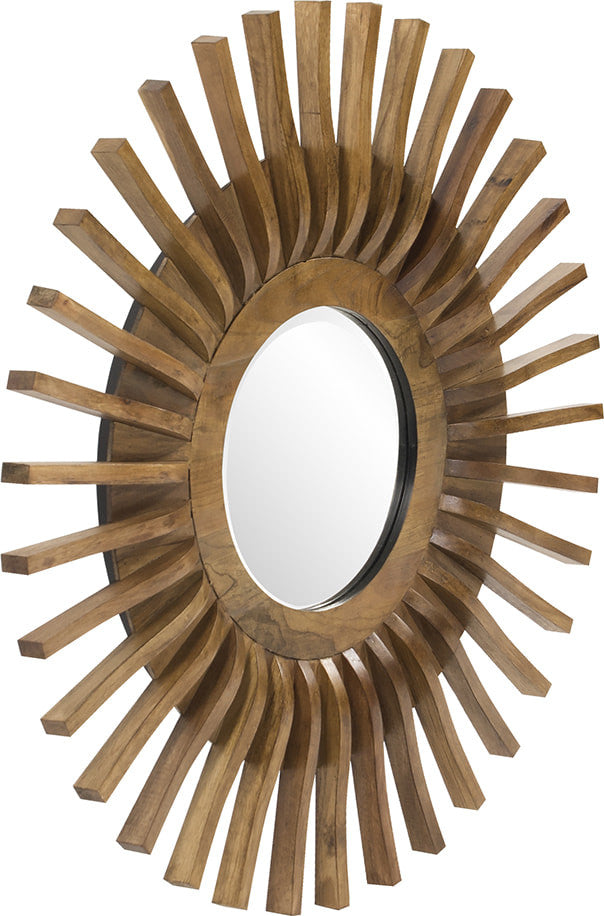Howard Elliott Carver Wooden Round Mirror