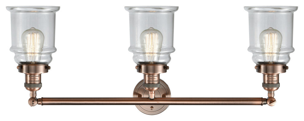 Canton 3-Light Bath Fixture, Clear Glass, Antique Copper