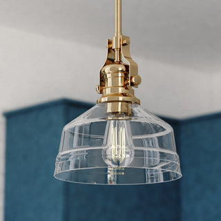 Beloit Farmhouse Pendant Ceiling Light Clear Glass, Brushed Gold, 9"wx20.25"hx9"d