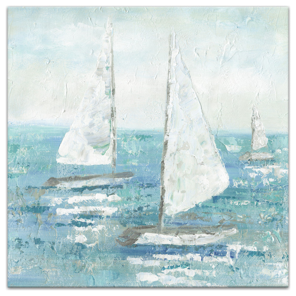 Choppy Sailboats 24x24 Canvas Wall Art