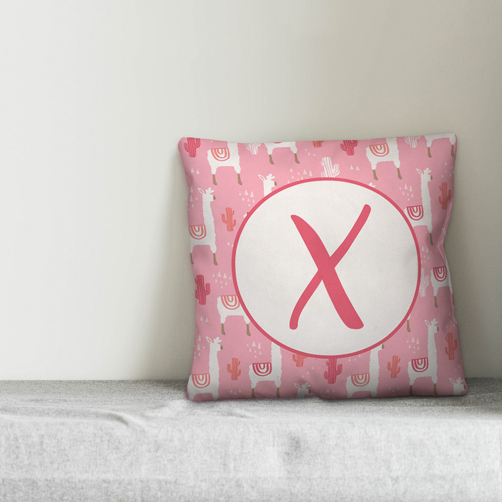 Monogram Lllama Pattern - X 16x16 Spun Poly Pillow