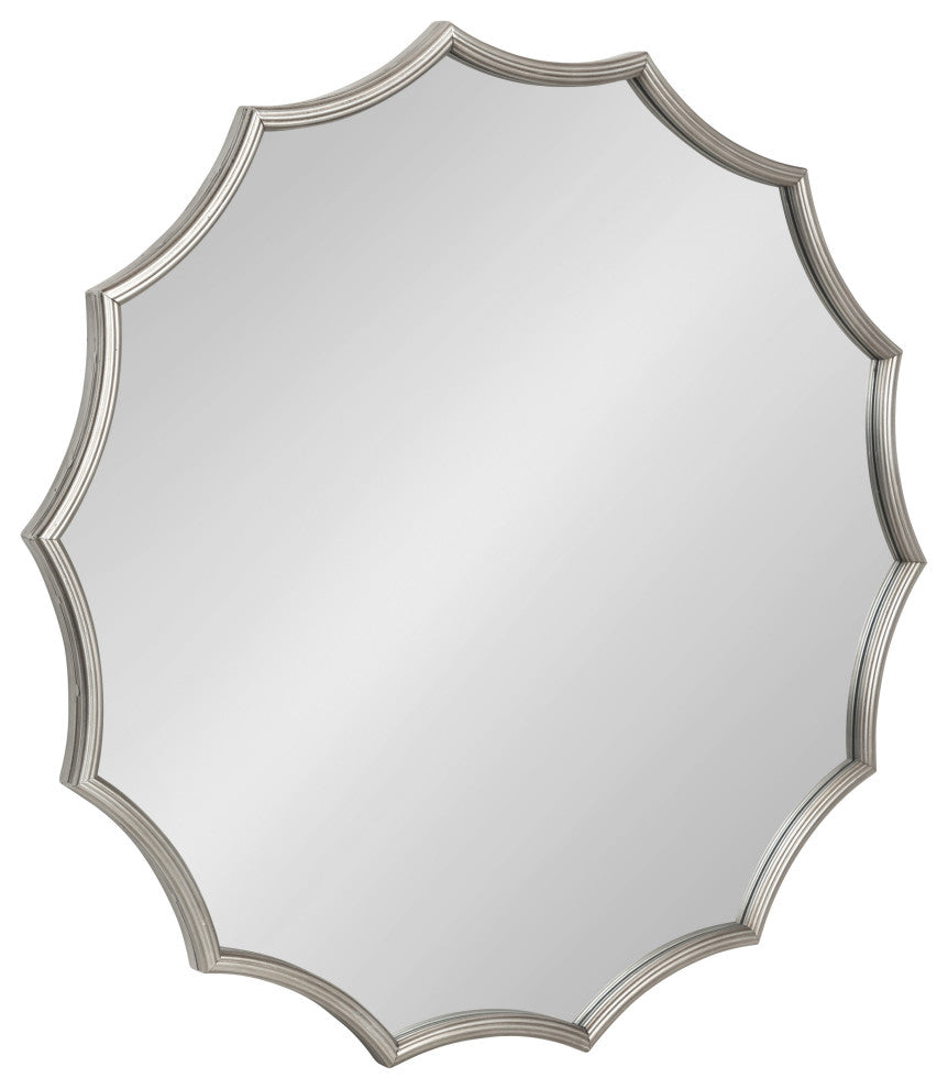 Lalina Scalloped Round Framed Accent Mirror, Silver 33.5" Diameter