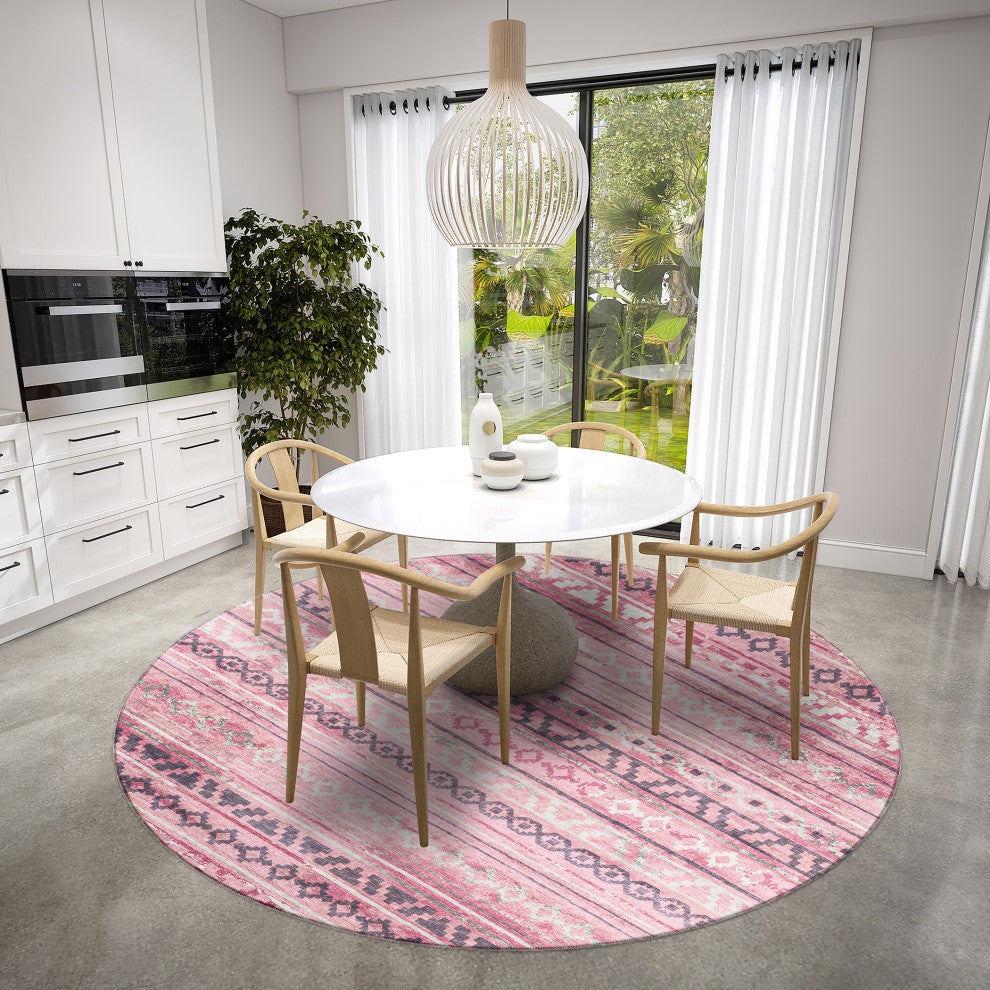 Indoor/Outdoor Sedona SN10 Blush Machine Washable 6' x 6' Round Rug