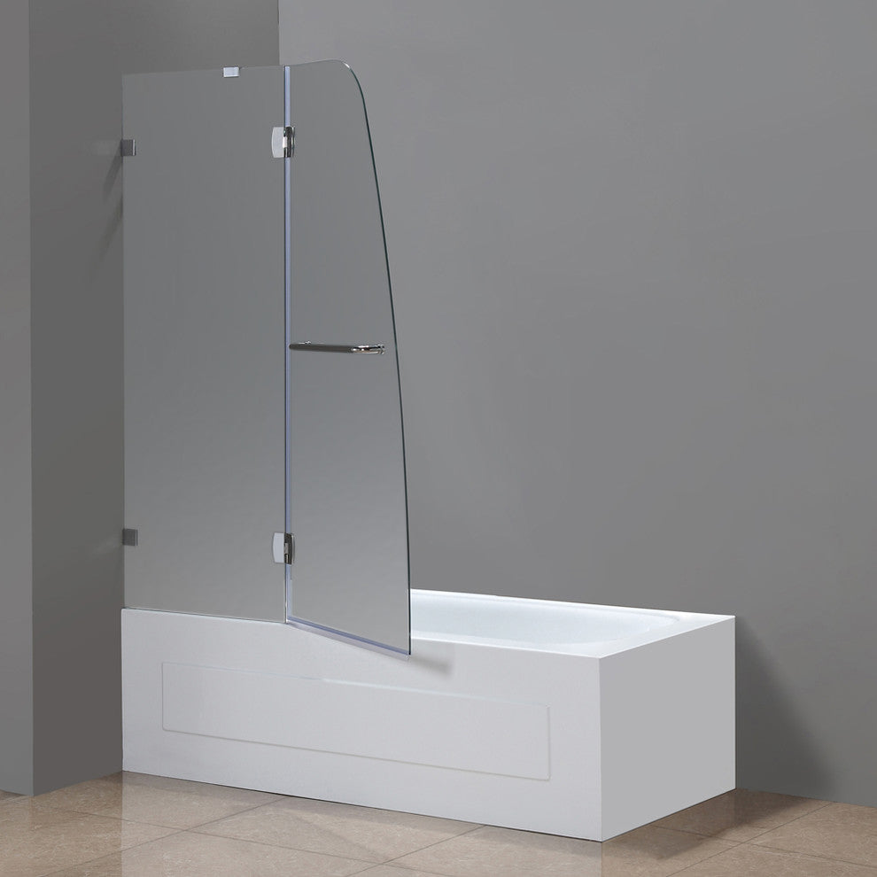 Soleil 48"x58" Completely Frameless Tub Hinged Door, Frosted, Stainless Steel