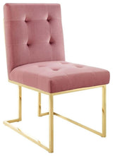 Pemberly Row 18.5" Modern Velvet Dining Chair in Dusty Rose Pink/Gold