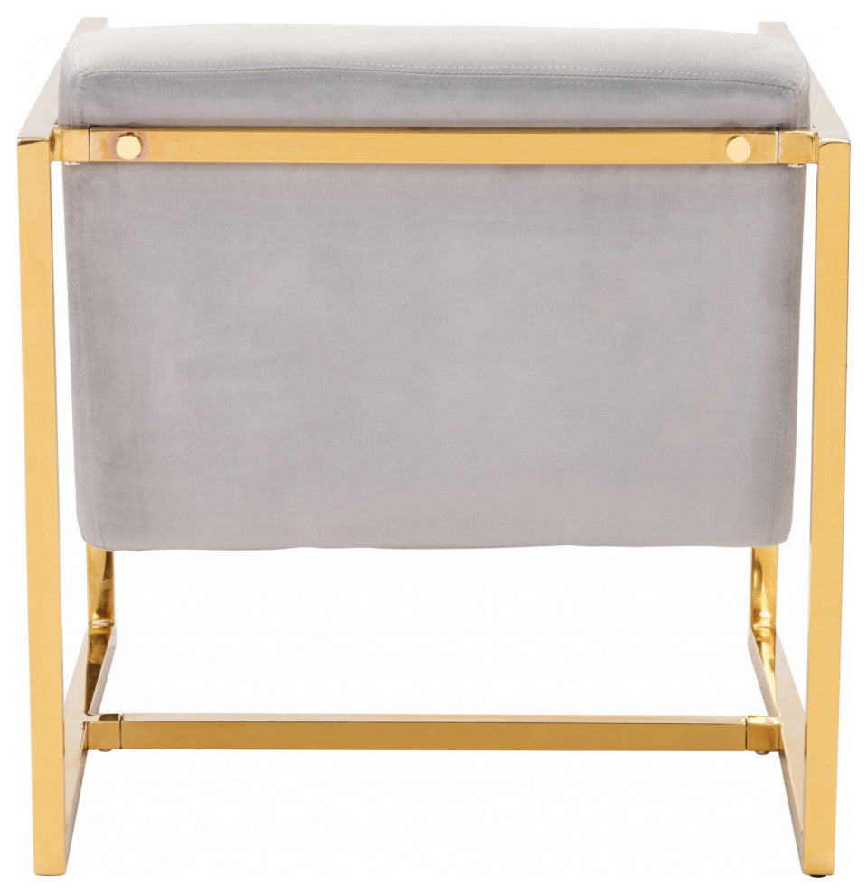 Gold Cubed Gray Microfiber Armchair