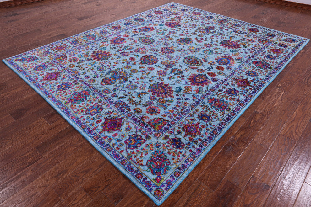 8' 0" X 10' 2" Persian Wool & Silk Hand Knotted Rug - Q15569