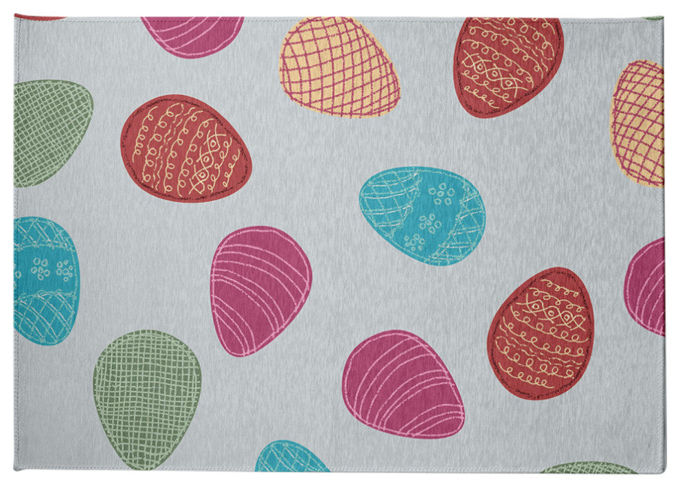 Egg Hunt Easter Chenille Rug, Etched Glass Gray, 8'x10'