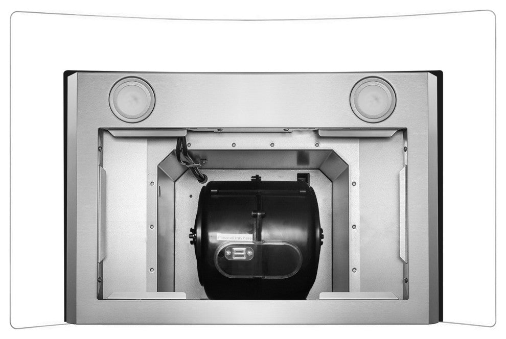 Cosmo 380 CFM Wall Mount Vent Range Hood With Permanent Filters & Glass Canopy, 30", Ducted