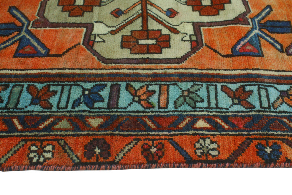 Fine Vintage Distressed Zouhir Rust/Light Blue Runner, 3'8x10'10
