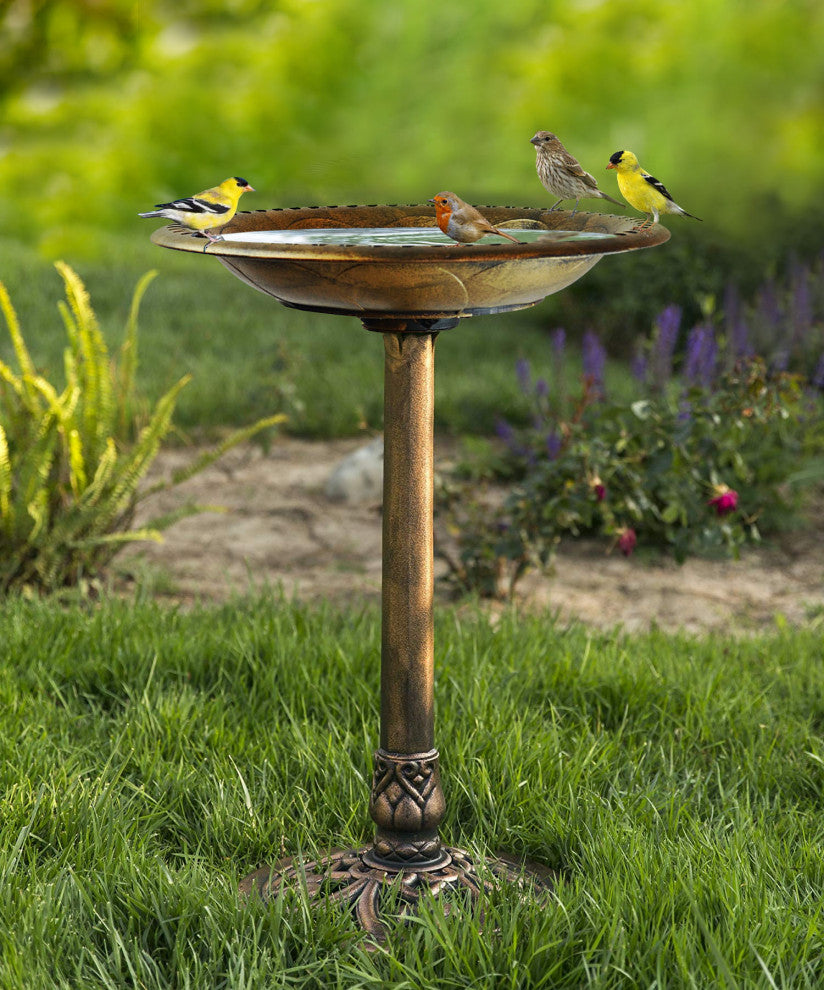 Free Standing Bird Bath for Yard and Garden, Antique Brushed Bronze