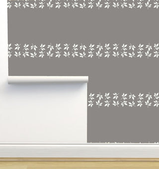White Leaves Wallpaper by Monor Designs, Sample 12"x8"
