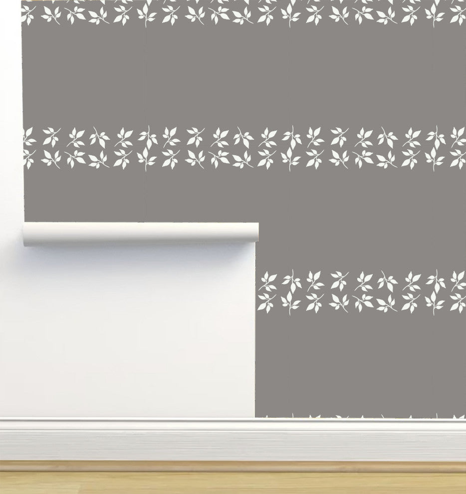 White Leaves Wallpaper by Monor Designs, Sample 12"x8"