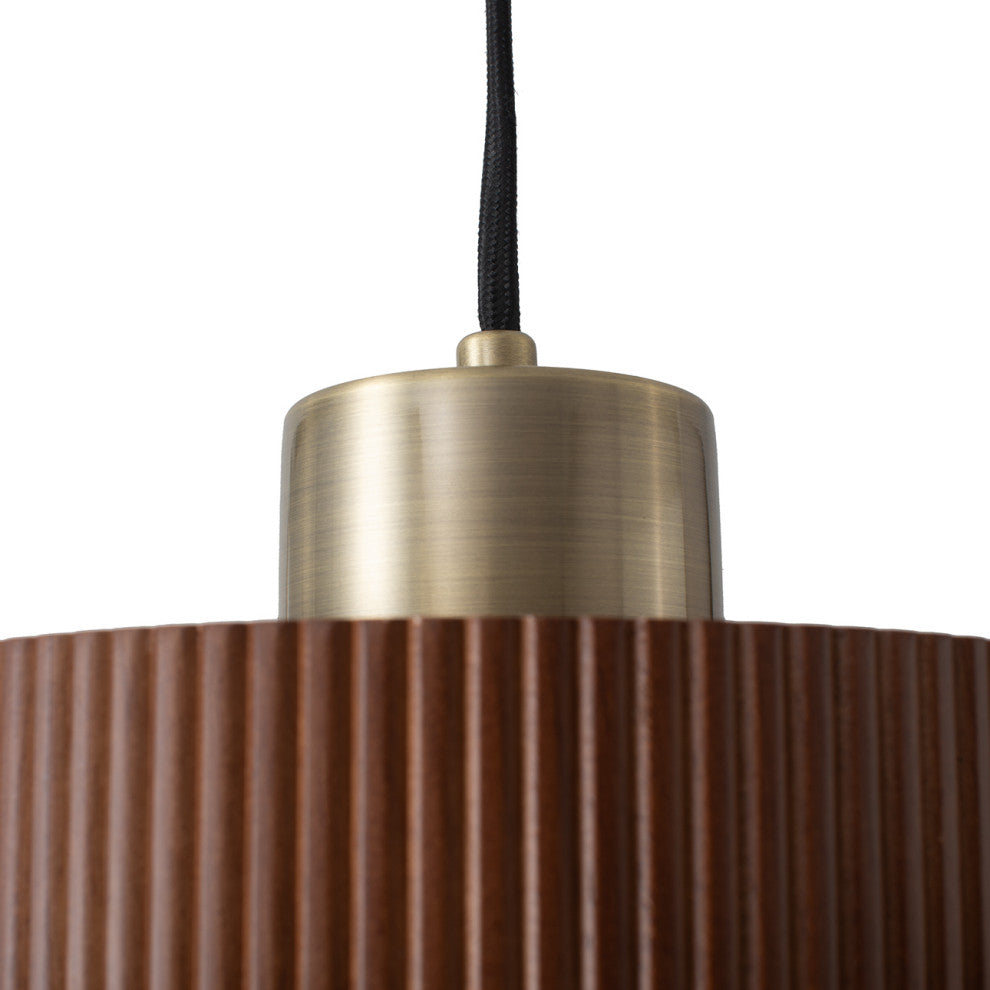 Tambo Pendant Light Weathered Brass, Dark Walnut