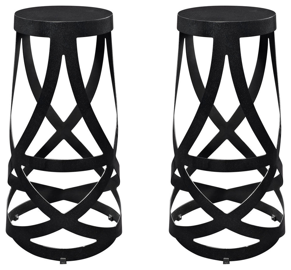 Modern Black Ribbon Bar Stool Set of 2