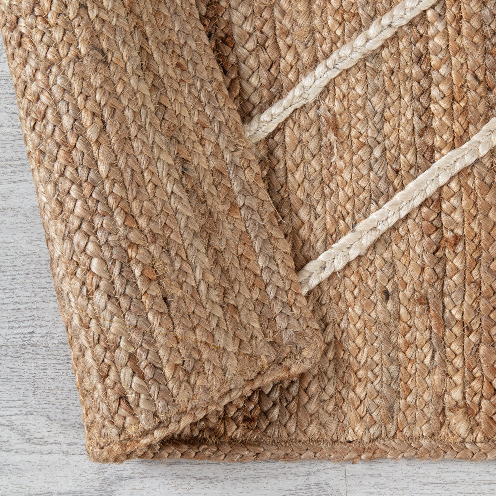 9' x 12' Bougainvillea Natural and Ivory Lattice Braided Area Rug