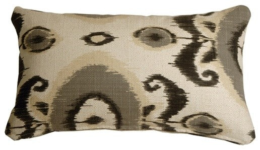 Pillow Decor - Bold Gray Ikat 12 x 20 Decorative Pillow