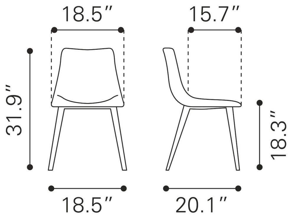 Dining Chair, Set of 2, Faux Vinyl Leather, Steel, Vintage Black, Cafe Bistro
