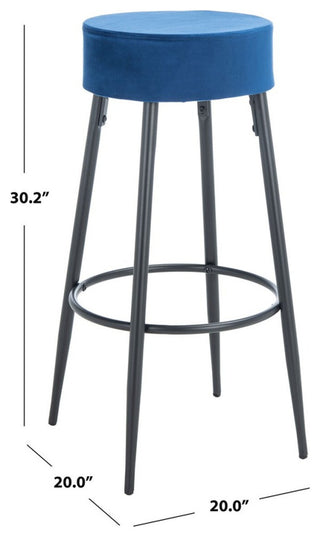 Safavieh Bohden Round Bar Stool, Navy/Black, Navy/Black