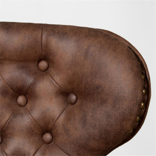 Bowery Hill Modern 30.5" Faux Leather Tufted Swivel Bar Stool in Chestnut