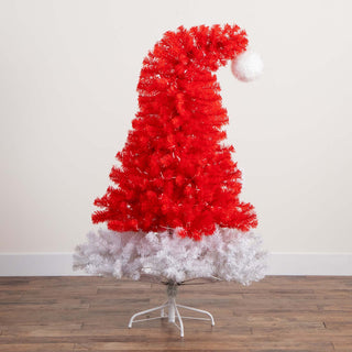 5ft. Pre-Lit Artificial Holiday Red Santa's Hat Christmas Tree