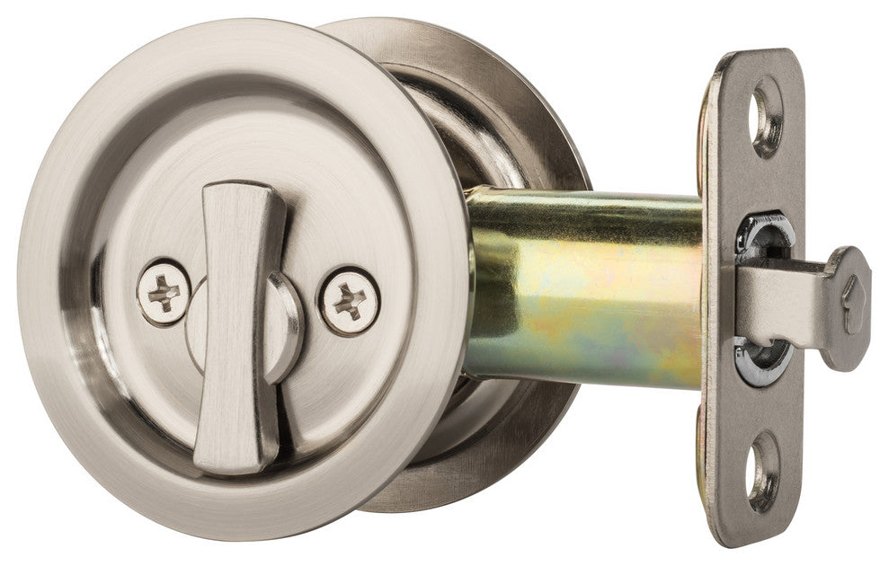 Dynasty Hardware Round Bed / Bath Privacy Pocket Door Latch Satin Nickel