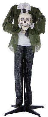 Life-Size Animated Headless Man Prop Holding Talking Skull