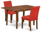 3Pc Rectangular 42/54" Table, Two Chair, Pu Leather Color Firebrick Red