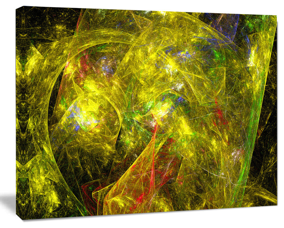Golden Mystic Psychedelic Texture, Oversized Abstract Canvas Art Print, 60x40