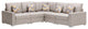 Nolan Beige Linen 5-Piece Reversible Sectional Sofa, Interchangeable Legs