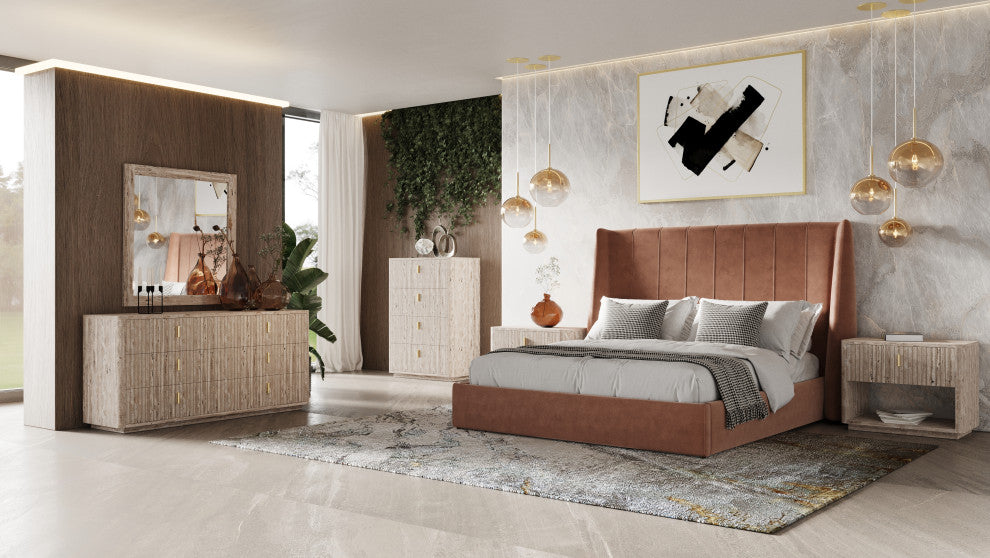 Nova Domus Roma Modern Travertine, Gold Mirror