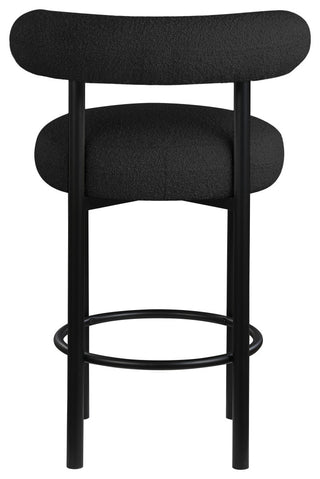 Bordeaux Upholstered Stool, Black, Boucle Fabric, Matte Black, Set of 2